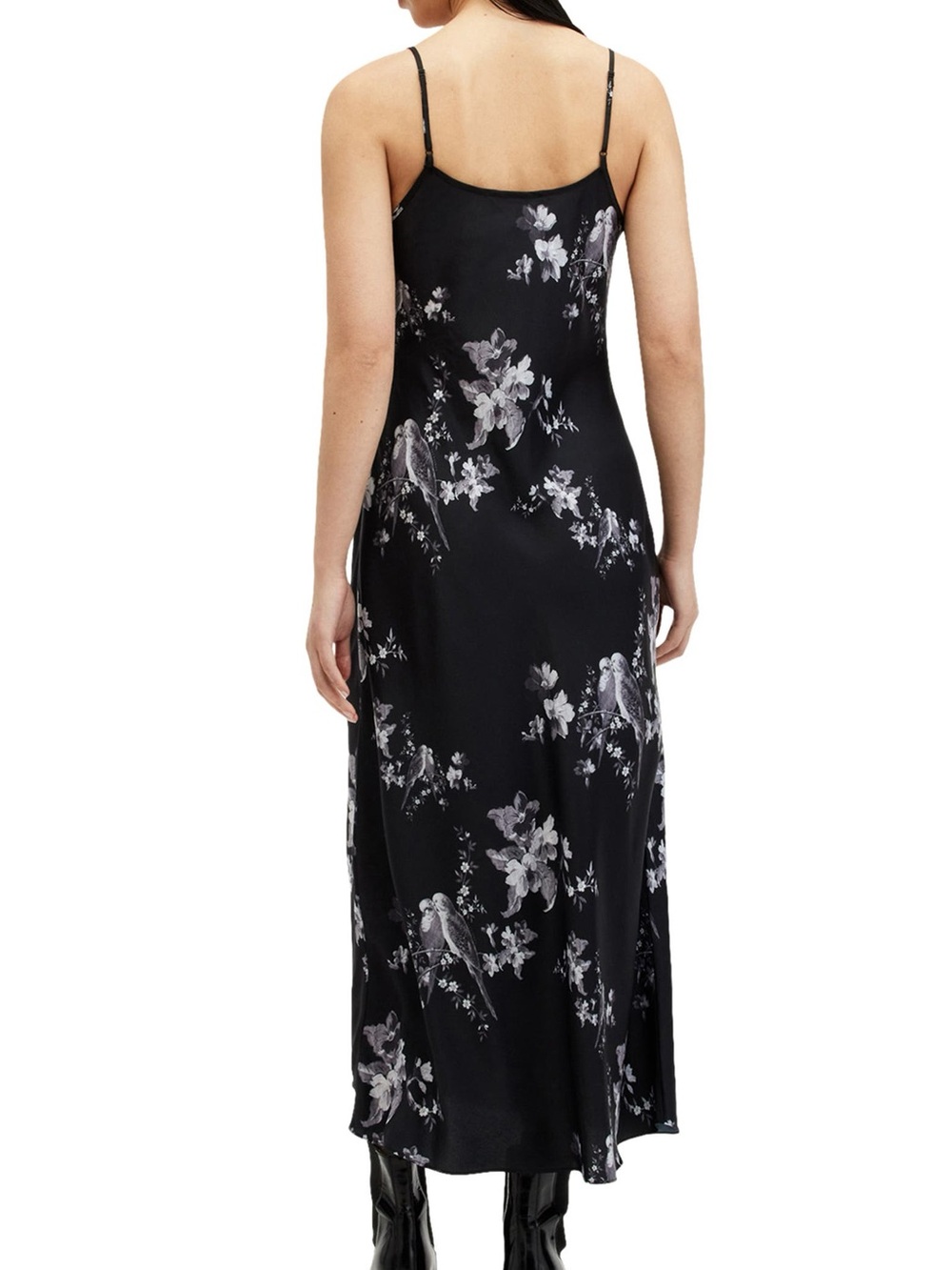 AllSaints Black Floral and Parakeet Print Slip Dress - Picture 2 of 5